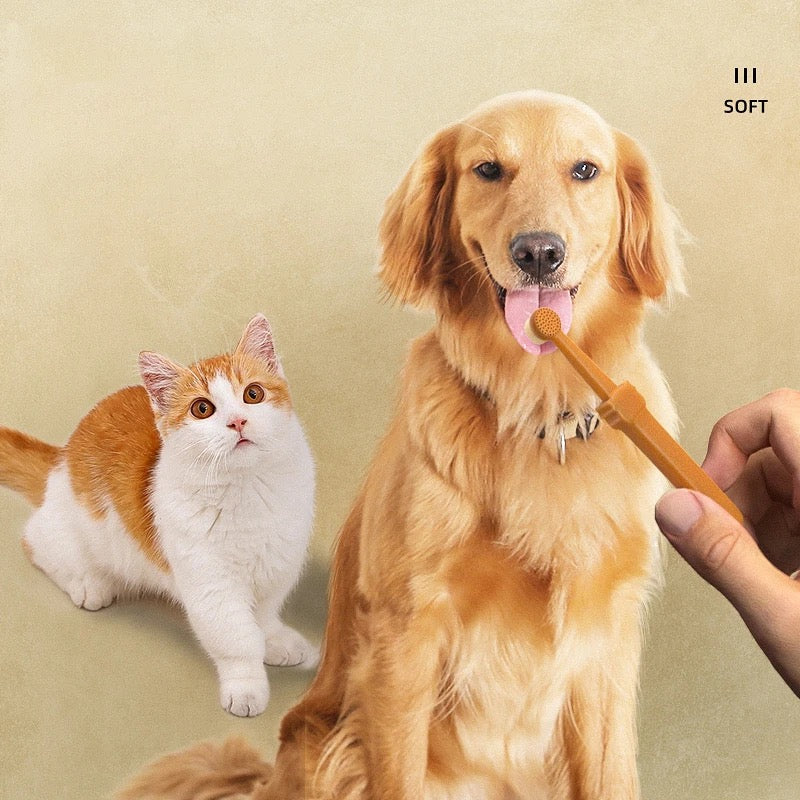 PAWPAL-360 Angle Dog Toothbrush With Tongue Cleaning Brush for Dogs and Cat.